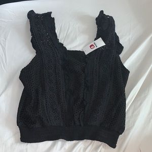 Buckle Black Laced Crop Top